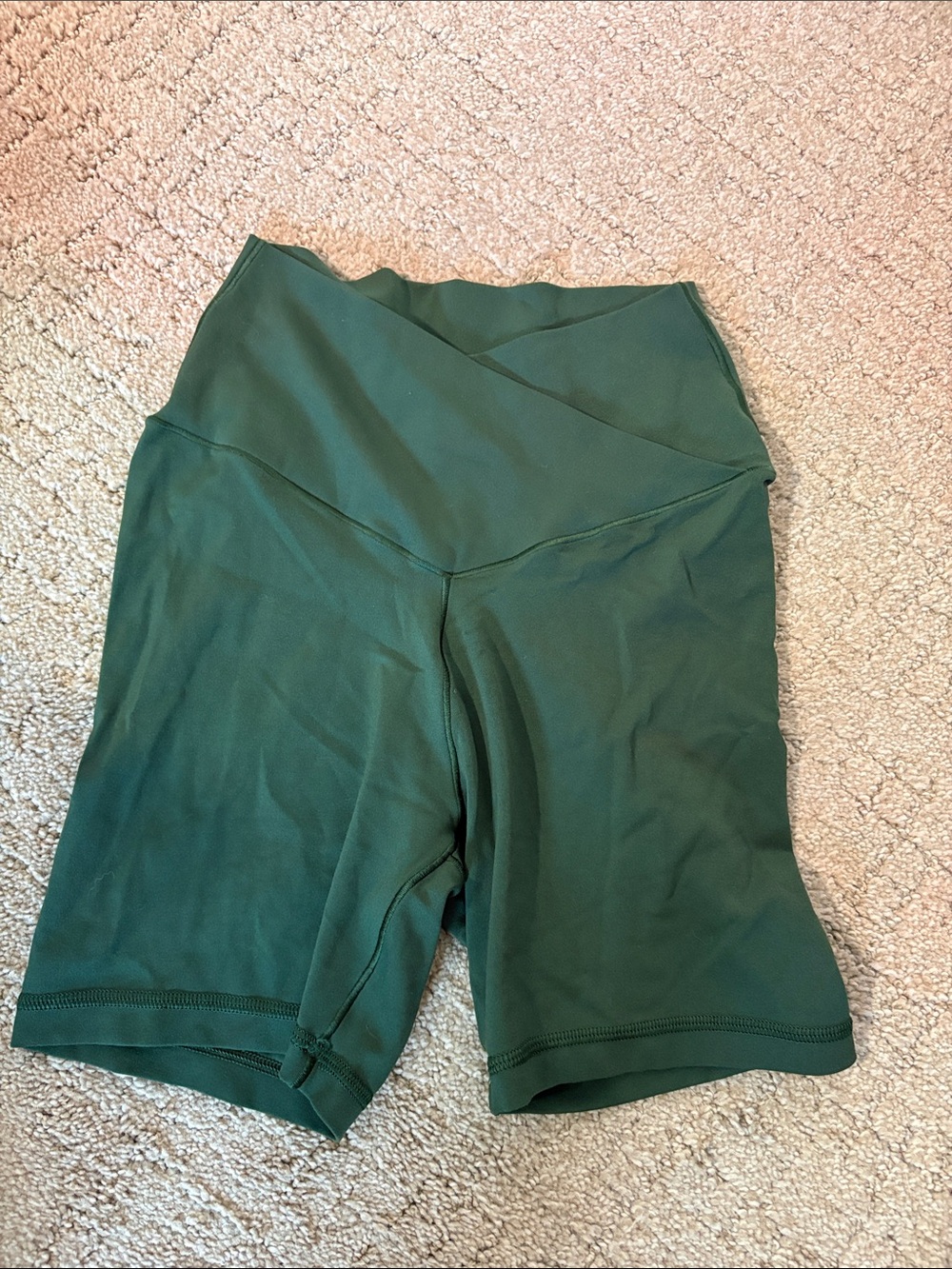 aerie Dark Green Crossover Waist Bike Shorts